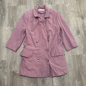 Free People Womens XS Olivia Blazer Dried Currant Linen Blend Purple Pink Jacket